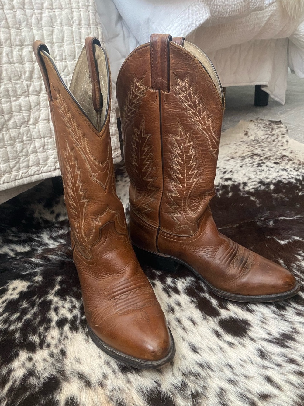 Tony Lama Classic Brown Leather Western Cowboy Boots Men’s 7.5D Women’s 9